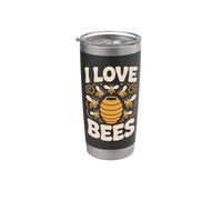 Diseño entusiasta del panal de abejas I Love Bees Vaso térmico de acero inoxidable de doble pared