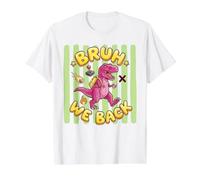 Diseño Escolar de Dinosaurios T-Rex de Bruh We Back Gamer Camiseta gráfica económica, Hombre, Blanco, M