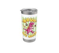 Diseño escolar de dinosaurios T-Rex de Bruh We Back Gamer Vaso térmico de acero inoxidable de doble pared