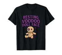 Diseño Espeluznante de Cara de muñeca vudú descansando Camiseta