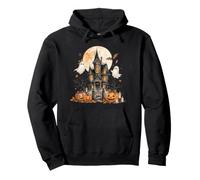 Diseño Espeluznante y Lindo Fantasma de Calabaza de Halloween de mansión embrujada Sudadera con Capucha