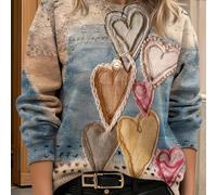 [Diseño Estampado - No Texturizado] Suéter de Larga con Cuello Universal para Mujer, Diseño Universal Estampado, Ropa de Moda, de Amor Ultra HD, para Outfits de Estilo Casual - para Todas