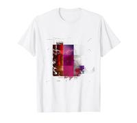 Diseño estético Abstracto de la Onda sintáctica de la cuadrícula del Arte del Glitch Oscuro Camiseta gráfica económica, Hombre, Blanco, XL