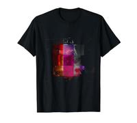 Diseño estético Abstracto de la Onda sintáctica de la cuadrícula del Arte del Glitch Oscuro Camiseta gráfica económica, Hombre, Negro, XL