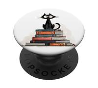 Diseño estético de Lectura de Gatos Negros para Amantes de los Libros PopSockets PopGrip Adhesivo
