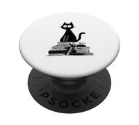 Diseño estético de Lectura de Gatos Negros para Amantes de los Libros PopSockets PopGrip Adhesivo