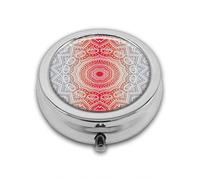 Diseño étnico oriental cultural folclórico y místico boho zen Ombre Mandala Art diseño personalizado redondo plata caja bolsillo 2.1 pulgadas - 3 compartimentosBox/pastillero bolsillo