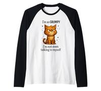 Diseño felino de Gato Enojado no Hablando Conmigo Mismo Camiseta Manga Raglan