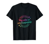 Diseño Feminista My Vibe Is Unstoppable Neon Rainbow Camiseta