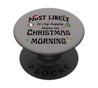 Diseño Festivo de Navidad con lágrimas Felices más probables PopSockets PopGrip Adhesivo