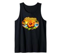 Diseño Floral al Atardecer en una Playa Tropical de Hawái Camiseta sin Mangas