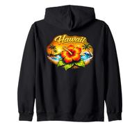 Diseño Floral al Atardecer en una Playa Tropical de Hawái Sudadera con Capucha