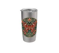 Diseño floral Art Nouveau de polilla del Atlas adornado Vaso térmico de acero inoxidable de doble pared