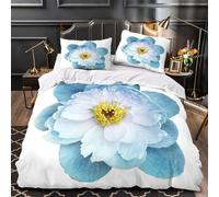 Diseño floral azul Funda de Edredón Juego de 3 Piezas Impresión 3D Cremallera Oculta incluye Fundas de Almohada Antibacteriana Ilustración botánica moderna Funda Edredon for niña Double（200x200cm）