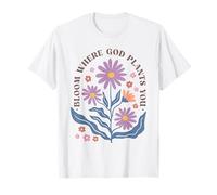 Diseño Floral Cristiano de Bloom Where God Plante You Camiseta