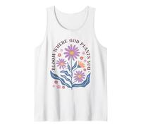 Diseño Floral Cristiano de Bloom Where God Plante You Camiseta sin Mangas