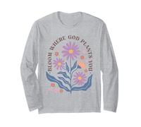 Diseño Floral Cristiano de Bloom Where God Plante You Manga Larga