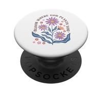 Diseño Floral Cristiano de Bloom Where God Plante You PopSockets PopGrip Adhesivo