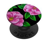 Diseño Floral de Camelia Rosa con patrón de Flores Fucsia PopSockets PopGrip Adhesivo