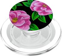 Diseño Floral de Camelia Rosa con patrón de Flores Fucsia PopSockets PopGrip para MagSafe
