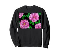 Diseño Floral de Camelia Rosa con patrón de Flores Fucsia Sudadera