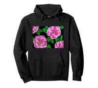 Diseño Floral de Camelia Rosa con patrón de Flores Fucsia Sudadera con Capucha