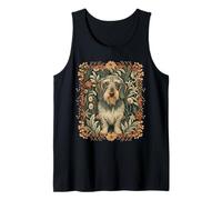 Diseño Floral de jabalí Salchicha de Pelo de Alambre Camiseta sin Mangas