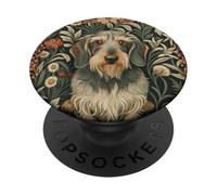 Diseño Floral de jabalí Salchicha de Pelo de Alambre PopSockets PopGrip Adhesivo