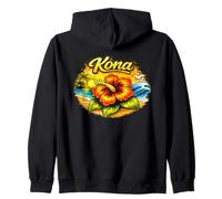 Diseño Floral de Kona Hawaii, Playa Tropical, Puesta de Sol Sudadera con Capucha