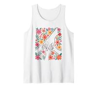 Diseño Floral de Manos Unidas Celebrando el Amor Comunitario Camiseta sin Mangas