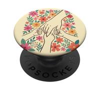Diseño Floral de Manos Unidas Celebrando el Amor Comunitario PopSockets PopGrip Adhesivo