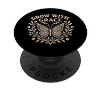 Diseño Floral de Mariposas Grow with Grace PopSockets PopGrip Adhesivo