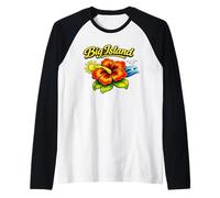 Diseño Floral de Playa Tropical de Big Island, Hawái Camiseta Manga Raglan