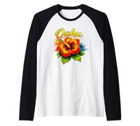 Diseño Floral de Playa Tropical de Oahu, Hawái Camiseta Manga Raglan