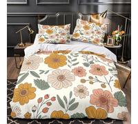 Diseño floral Funda de Edredón Cierre de Cremallera Oculta Juego de 3 Piezas Diseño 3D incluye Fundas de Almohada Lavables Ilustración botánica vintage Funda Edredon for Adultos King（220x240cm）