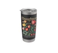Diseño Floral 'Hija de Dios' que Empodera la Fe Vaso térmico de acero inoxidable de doble pared