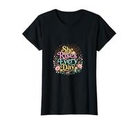 Diseño Floral Inspirador She Rises Every Day Camiseta
