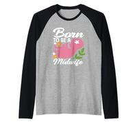 Diseño floral para bebé nacido para ser comadrona Camiseta Manga Raglan