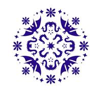 Diseño floral serpentino simétrico de mandala de dragón Calcomanías de pared de papel adhesivo 67.2x67.4cm Cultura del tatuaje Azul oscuro