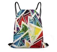Diseño Geométrico De Arcoíris Colorido Bolsa De Cuerda Ligera Bolsa De Gimnasia Ajustable Mochila para Zapatos Adolescentes Natación 36X42Cm