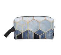 Diseño geométrico de Oro Azul, Bolsa de Maquillaje Bolsa de cosméticos Bolsa de artículos de tocador de Viaje portátil Organizador de Bolsa de Maquillaje