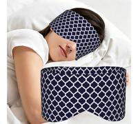 Diseño geométrico marroquí moderno en azul marino, Antifaz para dormir, ideal para el hogar, viajes y trabajo por turnos. Cubre completamente los ojos y bloquea la luz.