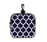 Diseño geométrico marroquí Moderno en Azul Marino,Bolsa de Almacenamiento Cuadrada con Cremallera, Monedero de Neopreno, Carteras pequeñas, Monedero pequeño, Monedero