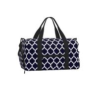 Diseño geométrico marroquí Moderno en Azul Marino,Bolso Deportivo Bandolera de Mano, Bolsa de Deporte, Bolsa de Viaje de Gran Capacidad para Mujeres y Hombres.