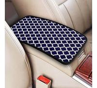Diseño geométrico marroquí moderno en azul marino,Funda para reposabrazos de consola central de vehículo, almohadilla suave y cómoda para pasamanos de coche, cojín universal