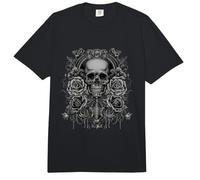 Diseño gótico de Metal con Calavera y Rosas Comfort Colors Adult Heavyweight T-Shirt