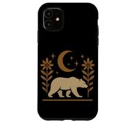 Diseño gráfico de naturaleza rústica de oso y luna Carcasa para iPhone 11