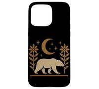 Diseño gráfico de naturaleza rústica de oso y luna Carcasa para iPhone 15 Pro Max