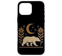 Diseño gráfico de naturaleza rústica de oso y luna Carcasa para iPhone 16 Pro Max