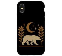 Diseño gráfico de naturaleza rústica de oso y luna Carcasa para iPhone X/XS
